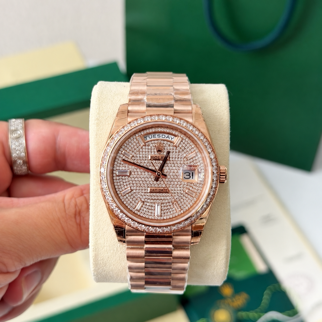 Day-Date 40mm Watch – Rose Gold-Tone & Pavé-Style Dial