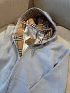 Gray Logo Zip Hoodie for Men