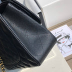 3.55 Large Caviar Leather Classic Double Flap Bag - Gold hardware