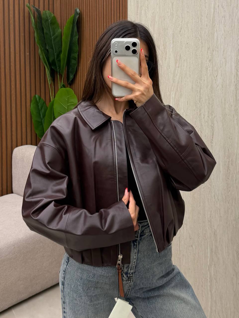 Cropped Leather Jacket