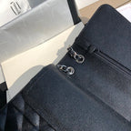 3.55 Large Caviar Leather Classic Double Flap Bag - Silver hardware