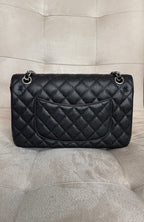2.55 Classic Double Flap Bag - Black Caviar, Silver hardware