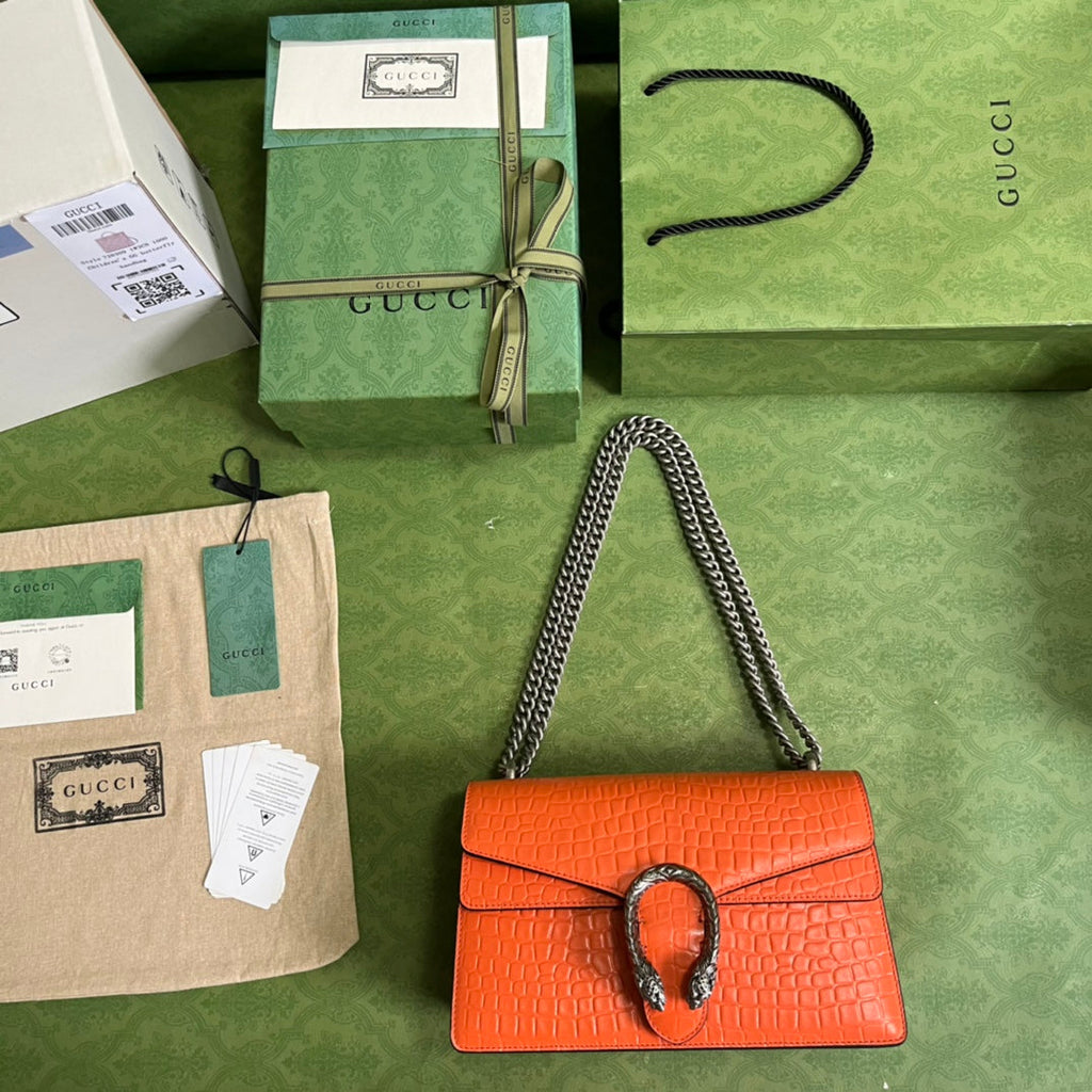 Croc-Embossed Dionysus Shoulder Bag