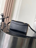 Capucines Wallet On Chain in Black Leather with Gold Chain