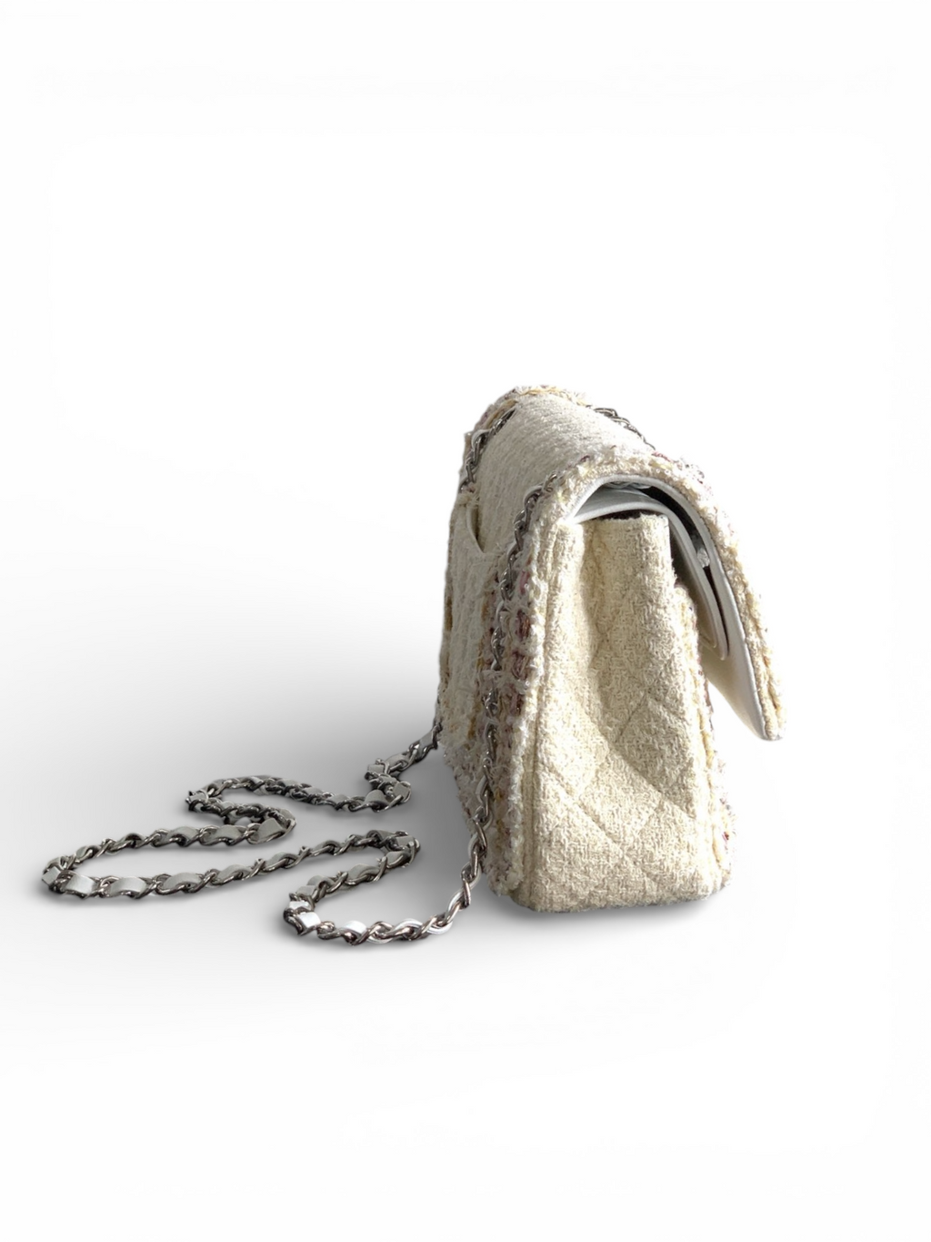 Large Double Flap Tweed Bag