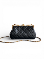 Pearl-Trim Quilted Evening Bag