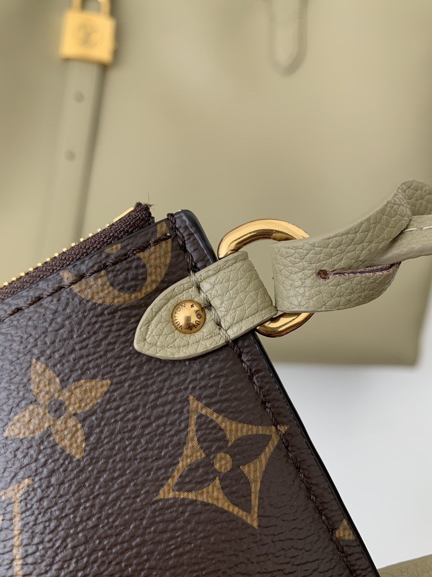 Calfskin Leather Tote Bag with Monogram Pouch