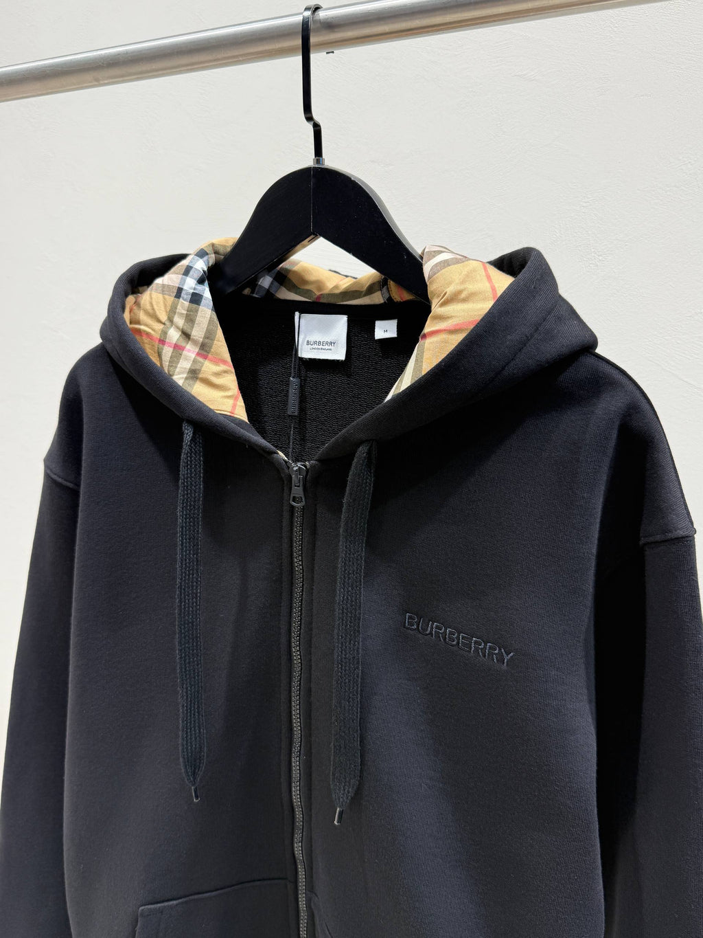 Black Logo Zip Hoodie for Men