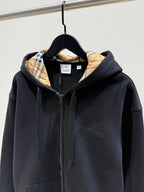 Black Logo Zip Hoodie for Men