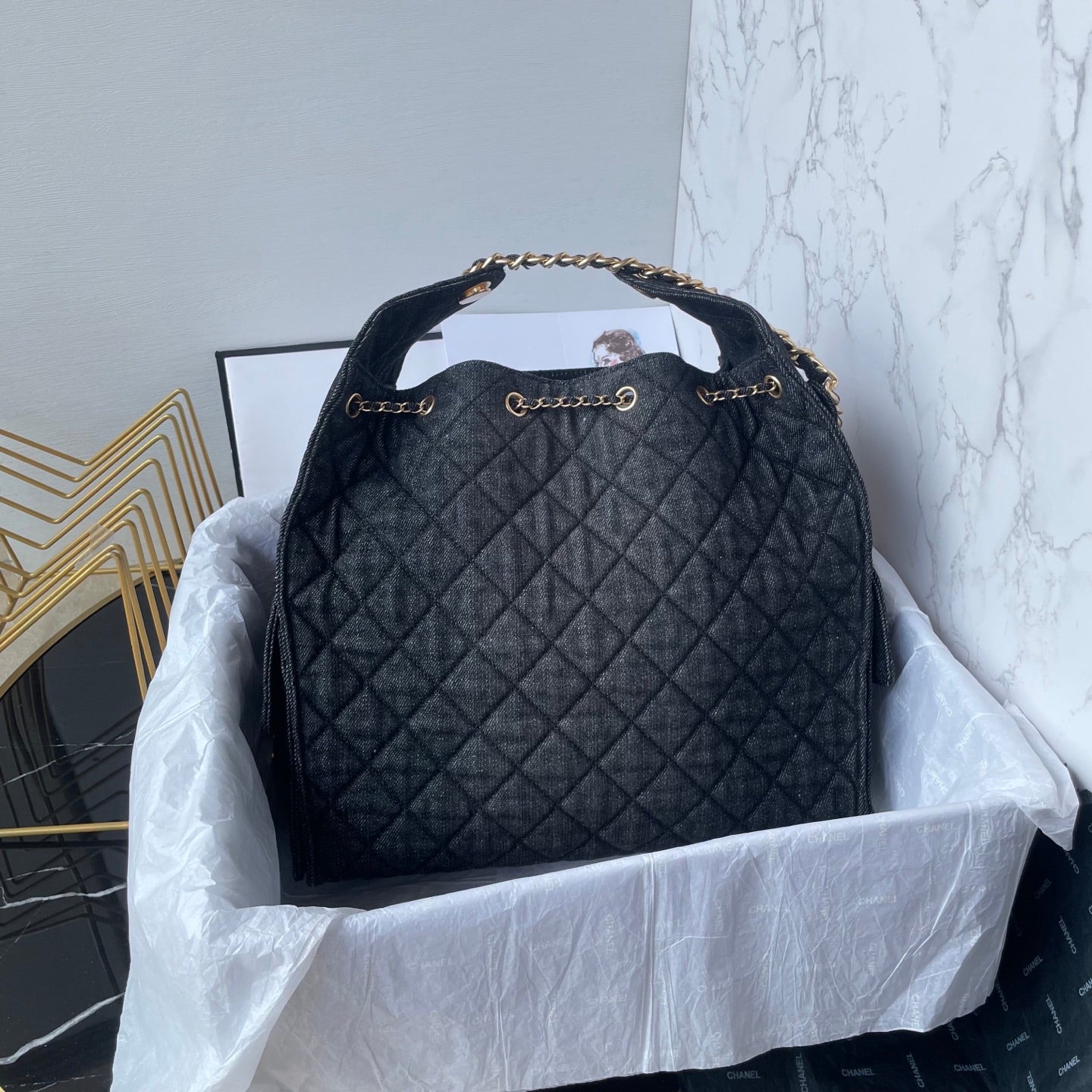 25 Medium Quilted Large Denim Bag