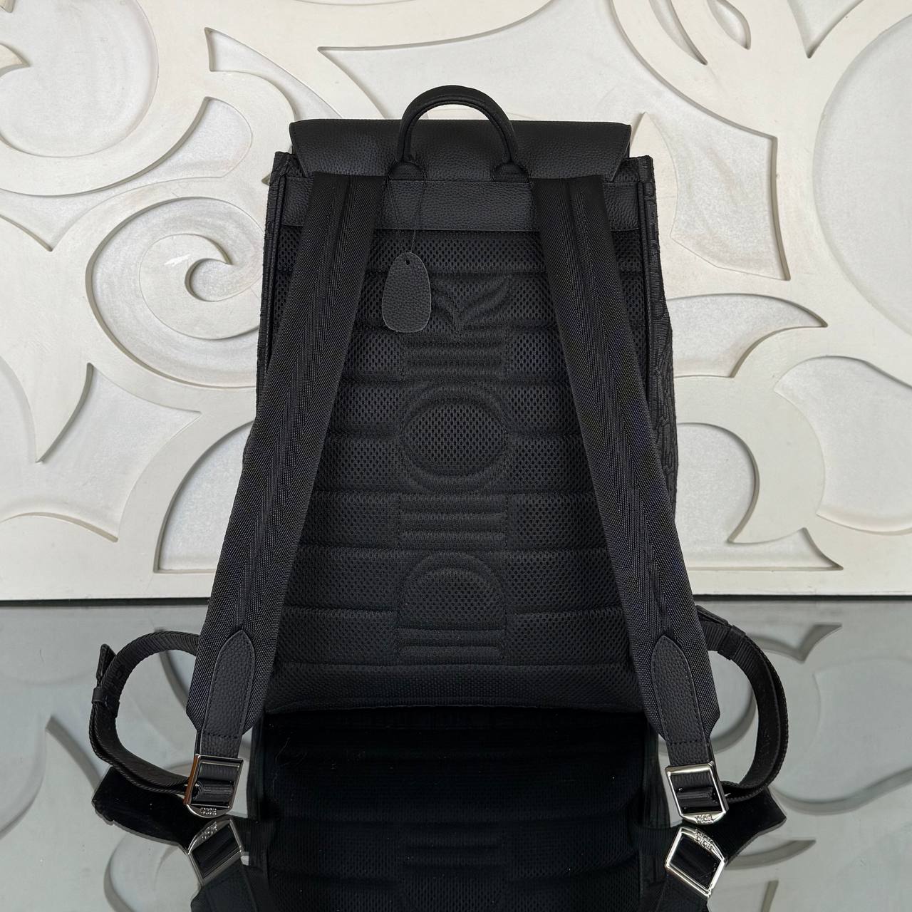 Saddle Backpack with Flap in Oblique Jacquard Backpack
