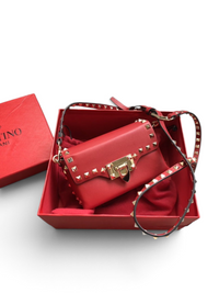 Rockstud Calfskin Shoulder Bag with Studded Strap