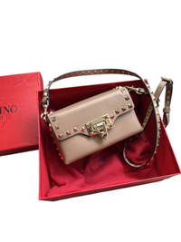 Rockstud Calfskin Shoulder Bag with Studded Strap