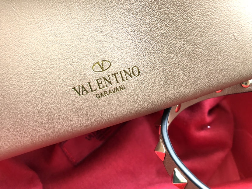 Rockstud Calfskin Shoulder Bag with Studded Strap