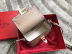 Rockstud Calfskin Shoulder Bag with Studded Strap