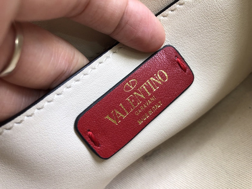 Rockstud Calfskin Shoulder Bag with Studded Strap