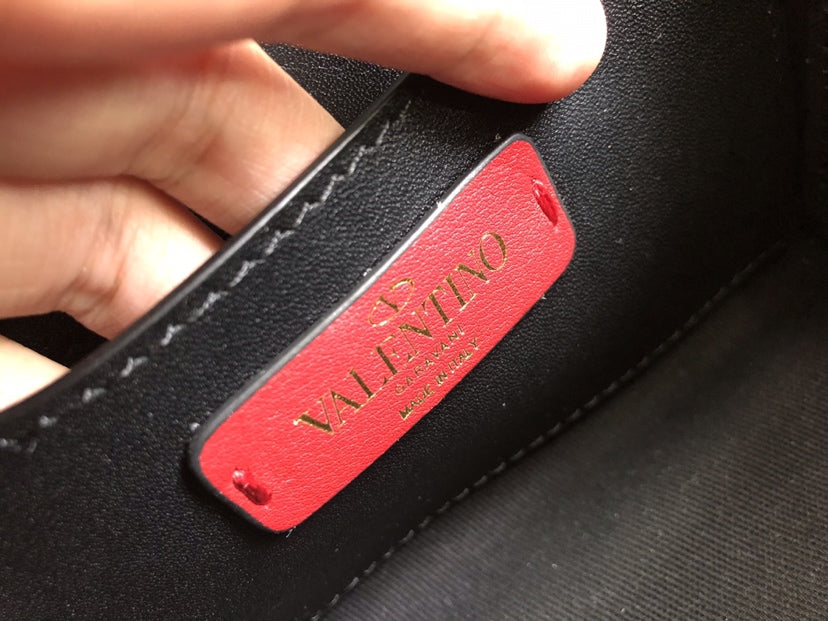 Rockstud Calfskin Shoulder Bag with Studded Strap