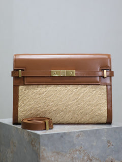 Crocodile-Embossed Leather Chain Bag