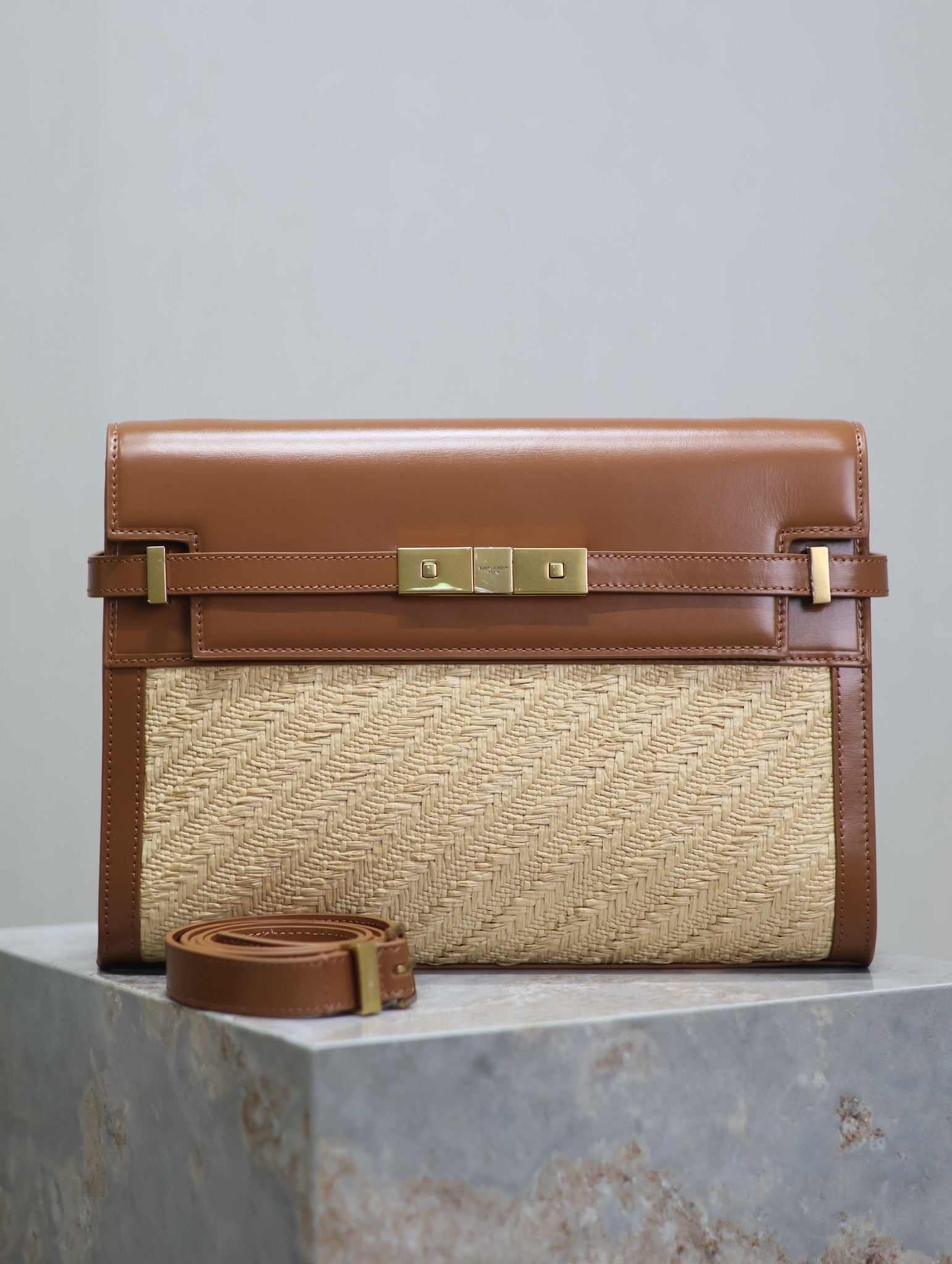 Crocodile-Embossed Leather Chain Bag