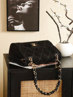 Suede Quilted Chain Underarm Bag