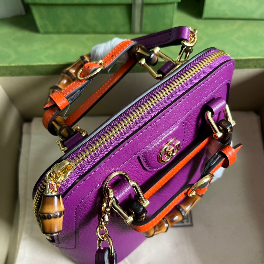 Diana Leather Bamboo Handle Bag