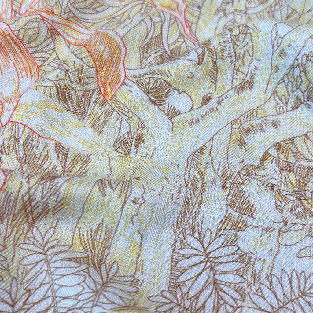“Francois Houtin” Botanical Garden Cashmere & Silk Shawl 136 x 137 cm
