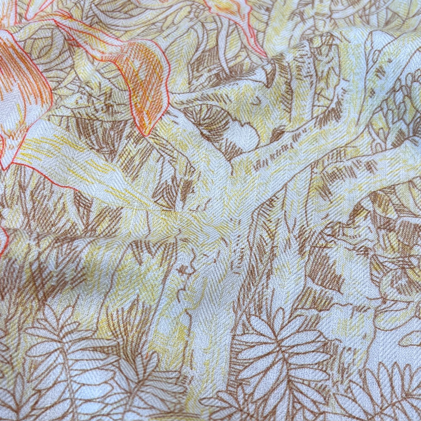 “Francois Houtin” Botanical Garden Cashmere & Silk Shawl 136 x 137 cm