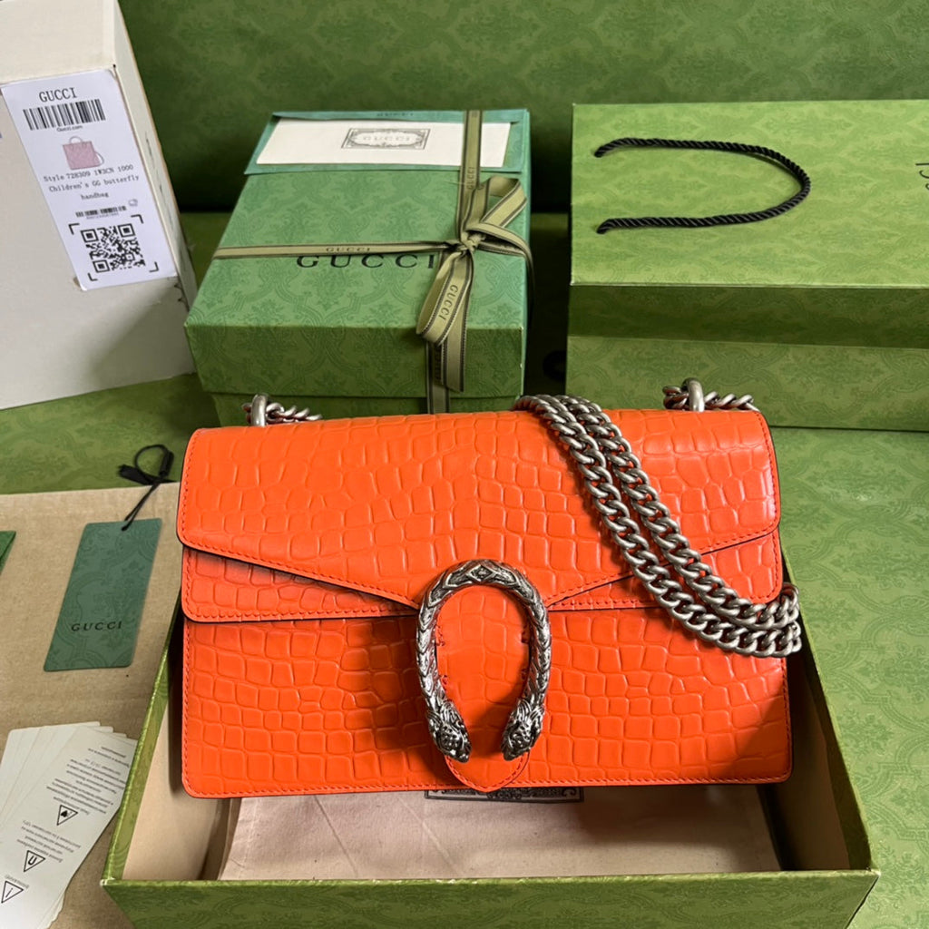 Croc-Embossed Dionysus Shoulder Bag
