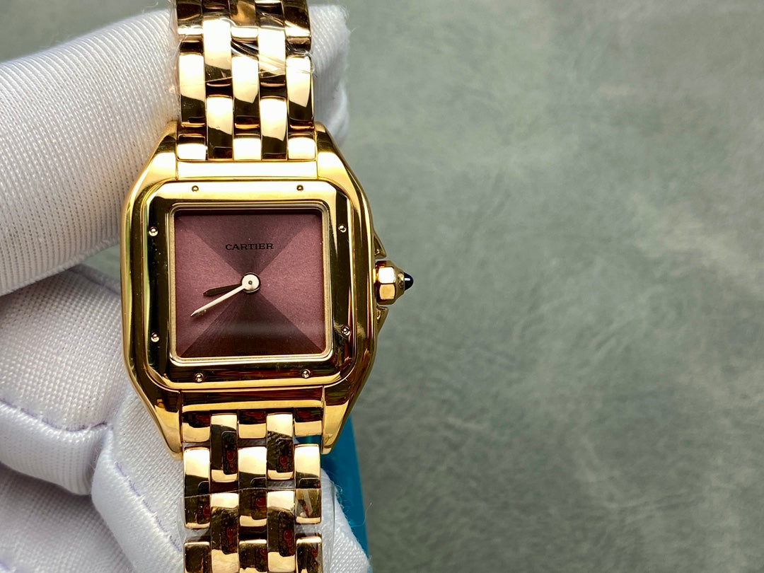 Panthère Style Gold-Tone Square Watch – 22mm
