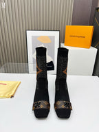 Monogram Knit Sock Ankle Boots