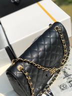 3.55 Large Caviar Leather Classic Double Flap Bag - Gold hardware