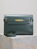 Crocodile-Embossed Leather Chain Bag