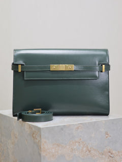 Crocodile-Embossed Leather Chain Bag