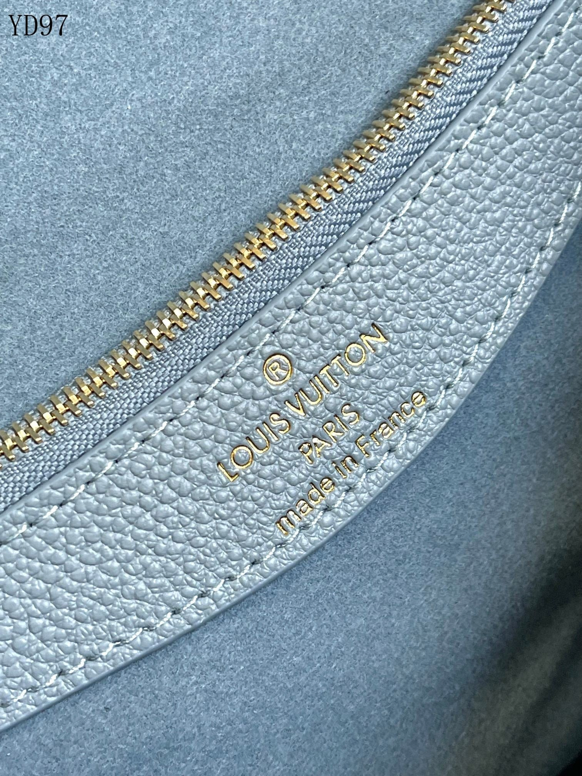 SWORD LUXURY Louis Vuitton Diane çanta üzerinde altın rengi fermuar detayı ve kabartmalı logo baskısı