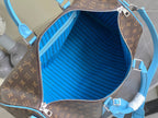 Keepall Bandoulière 50 – Monogram Canvas with Sky Blue Leather Trim