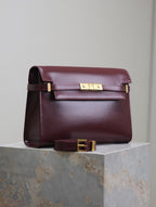 Crocodile-Embossed Leather Chain Bag