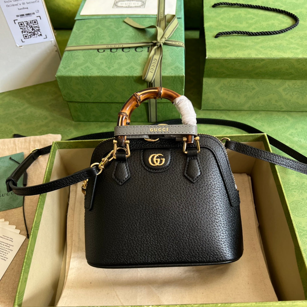 Diana Leather Bamboo Handle Bag