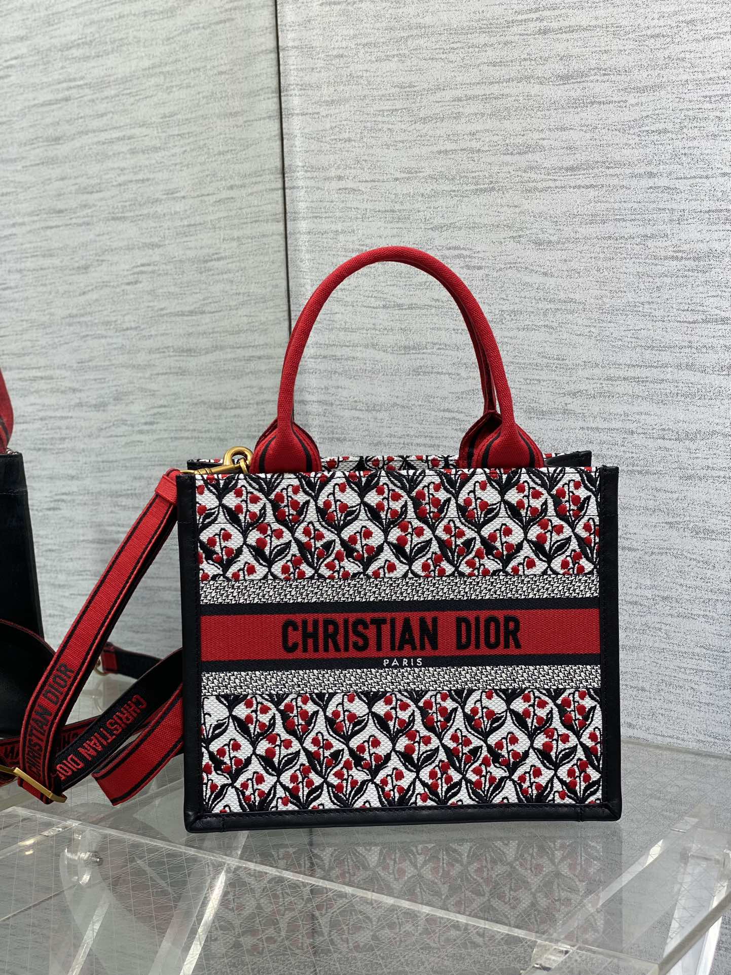 Canvas Mini Tote Bag with Leather Trim