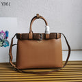 Buckle Belted Medium Leather Tote Bag