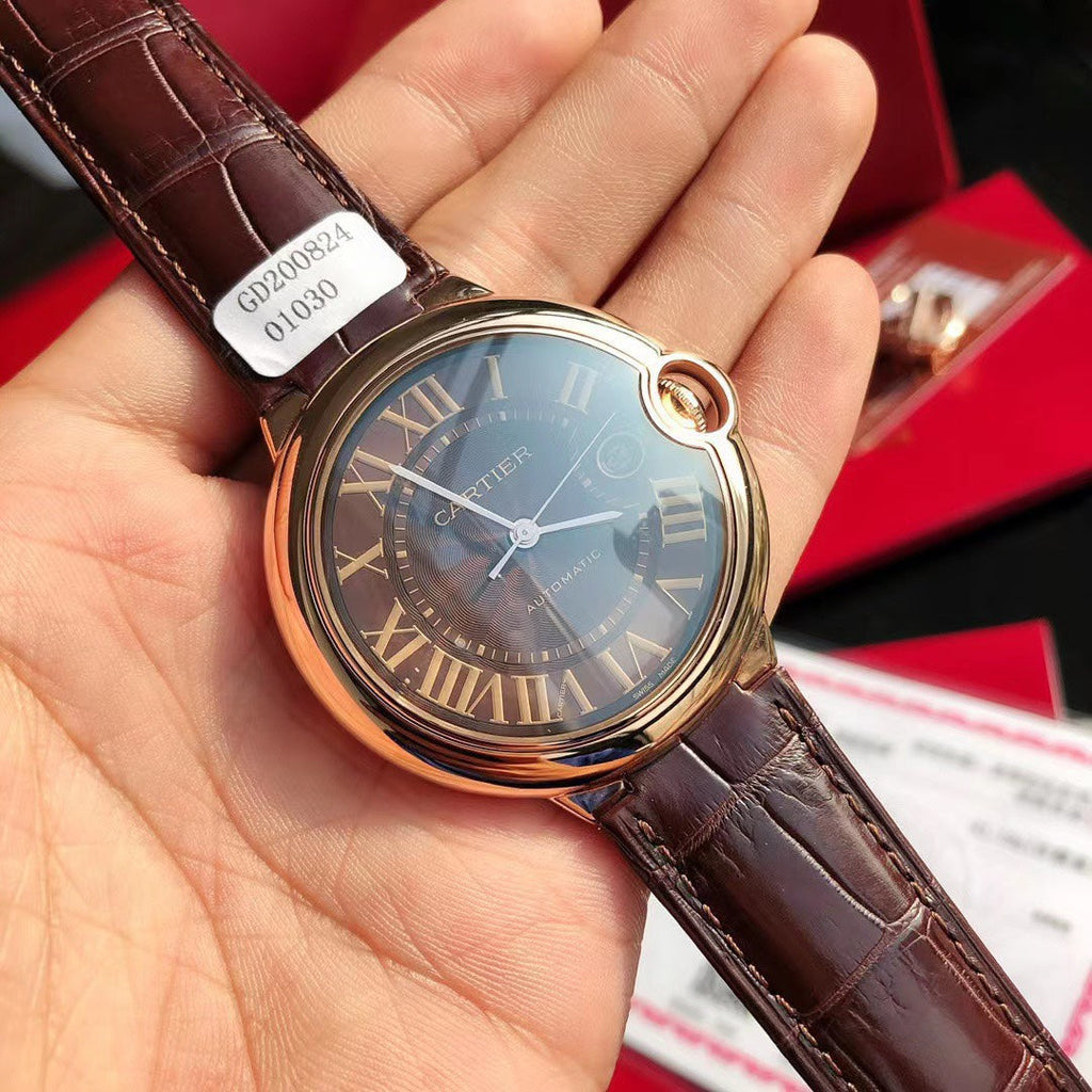 Ballon Bleu Watch – 42 mm Automatic, Brown Dial & Leather