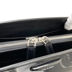 SWORD LUXURY Prada Supernova siyah fırçalanmış deri çanta iç fermuar detayı ve metalik fermuar başlıkları