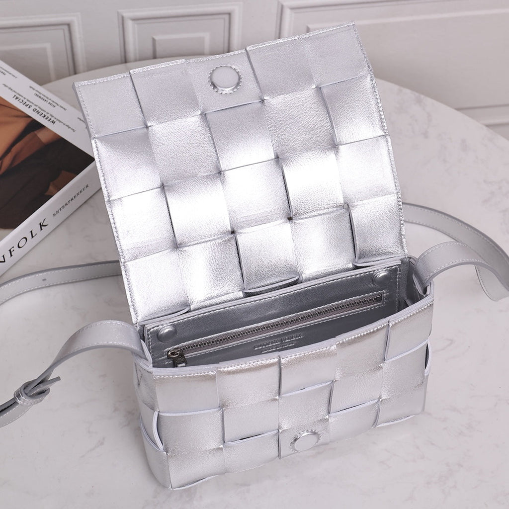 Cassette-Style Woven Shoulder Bag