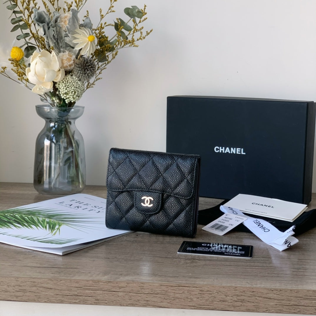 Caviar Leather Quilted Mini Wallet
