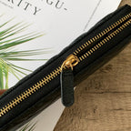 Caviar Leather Quilted Long Flap Wallet