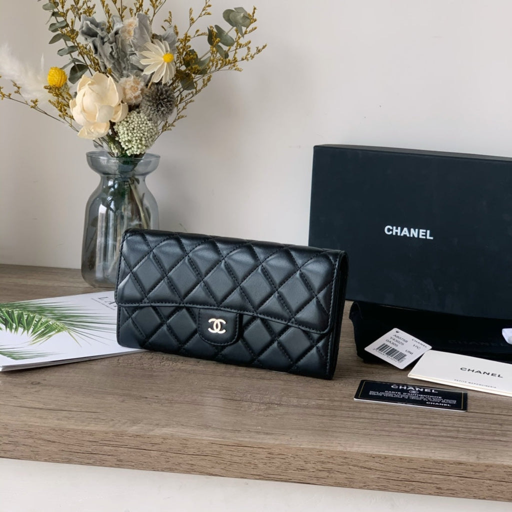 Quilted Long Flap Wallet