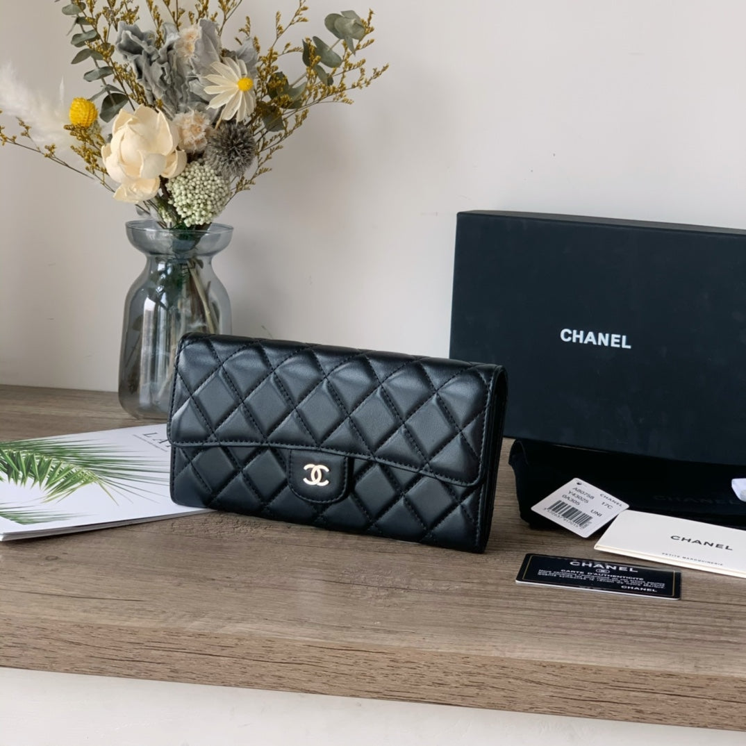 Quilted Long Flap Wallet
