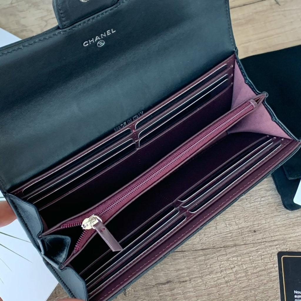 Quilted Long Flap Wallet