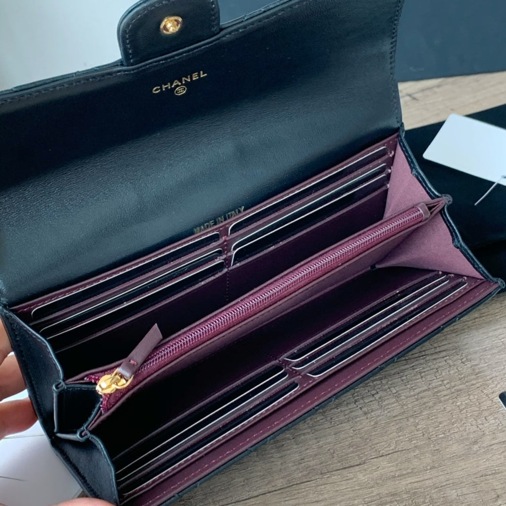 Quilted Long Flap Wallet