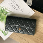 Quilted Long Flap Wallet