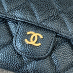 Caviar Leather Quilted Long Flap Wallet